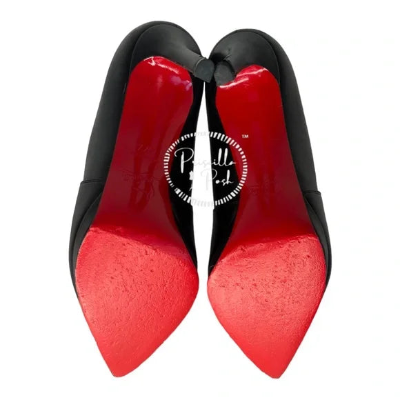 Christian Louboutin Black Leather Crochinetta 100 Ankle Boots Pointed Toe 37.5