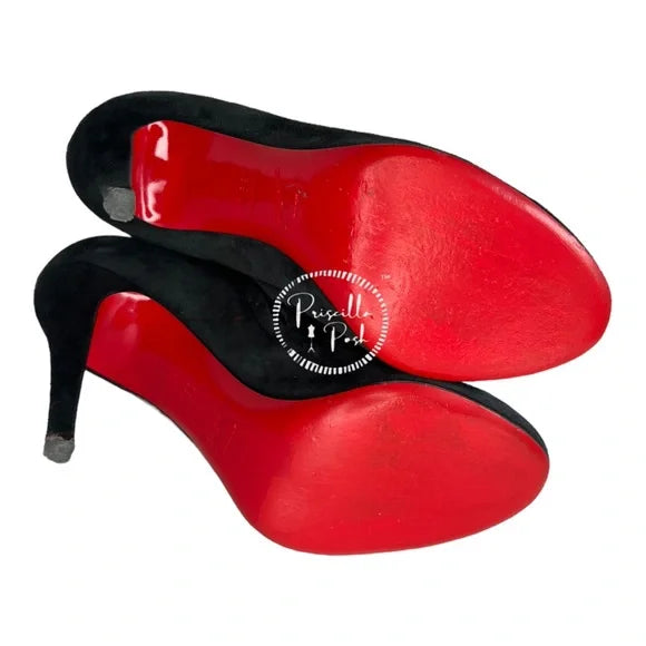Christian Louboutin Black Belle Suede Ankle Boots 39.5