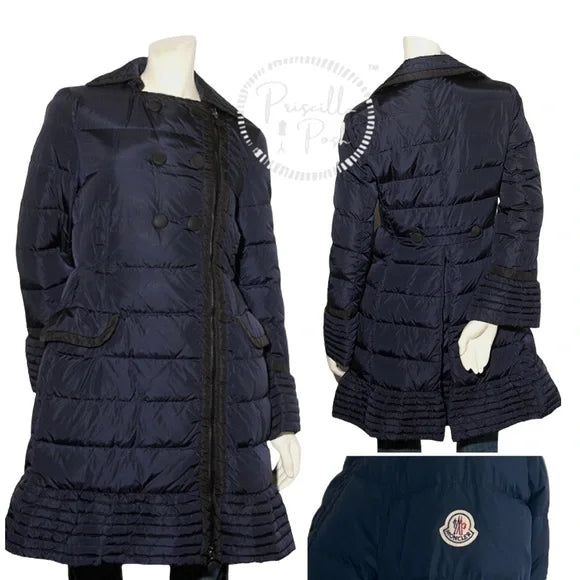 Moncler Navy Black Full Length Double Breasted Down Puffer Jacket Bitar 3
