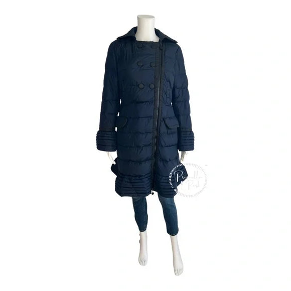 Moncler Navy Black Full Length Double Breasted Down Puffer Jacket Bitar 3