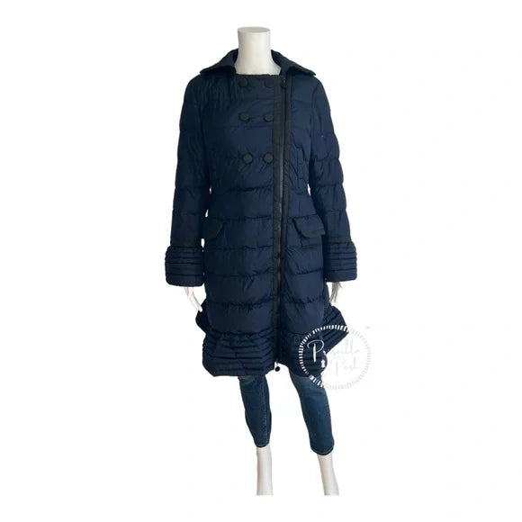 Moncler Navy Black Full Length Double Breasted Down Puffer Jacket Bitar 3