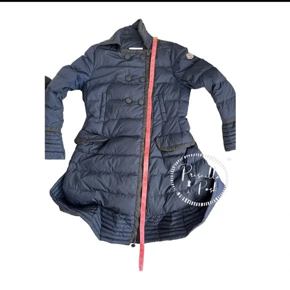 Moncler Navy Black Full Length Double Breasted Down Puffer Jacket Bitar 3