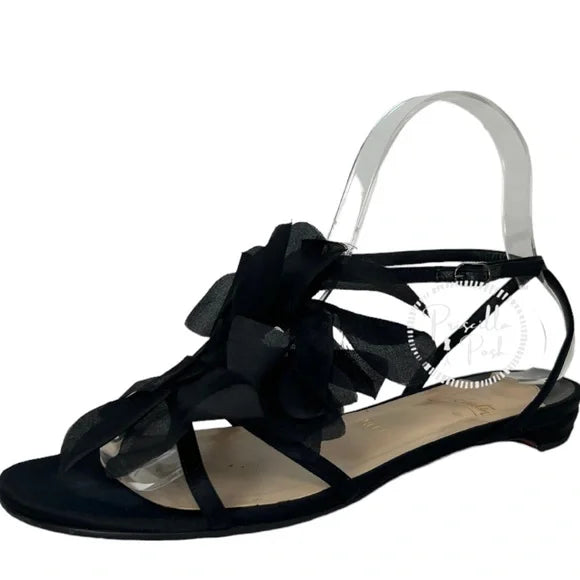 Christian Louboutin Sandals Petal Crepe Satin Black Christian Louboutin Sandals 37