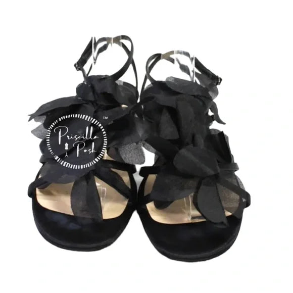 Christian Louboutin Sandals Petal Crepe Satin Black Christian Louboutin Sandals 37