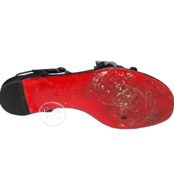 Christian Louboutin Sandals Petal Crepe Satin Black Christian Louboutin Sandals 37