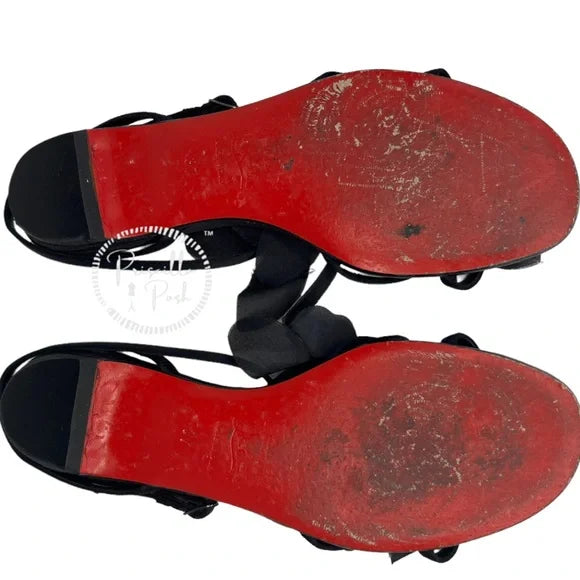 Christian Louboutin Sandals Petal Crepe Satin Black Christian Louboutin Sandals 37