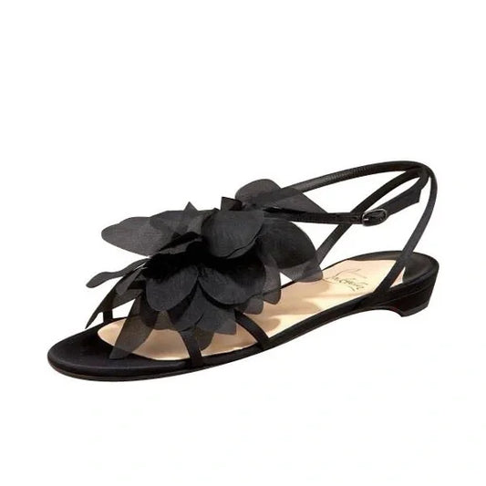 Christian Louboutin Sandals Petal Crepe Satin Black Christian Louboutin Sandals 37