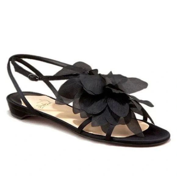 Christian Louboutin Sandals Petal Crepe Satin Black Christian Louboutin Sandals 37