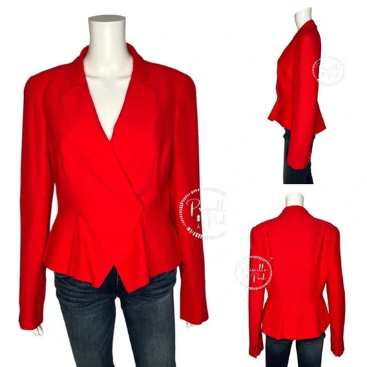 Alexander McQueen Red One button Peplum Jacket Crepe Blazer