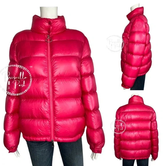 Moncler Hot Pink Quilted Down Puffer Jacket Puffer Coat Neon Pink Goose Down
