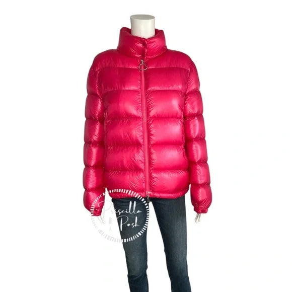 Moncler Hot Pink Quilted Down Puffer Jacket Puffer Coat Neon Pink Goose Down