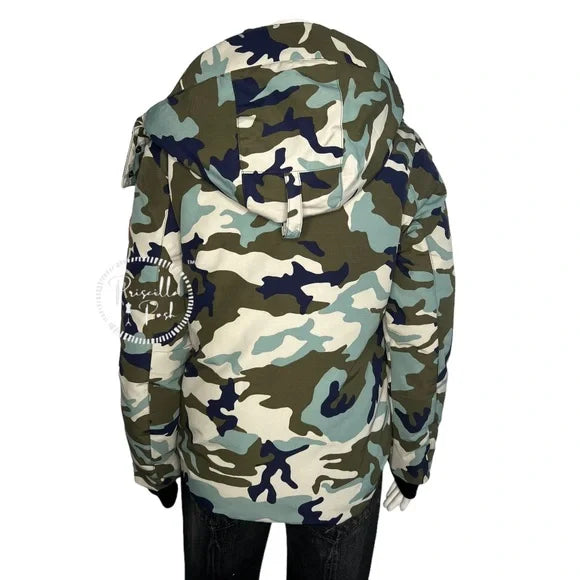 Canada Goose Blakely Camouflage-print Hooded Shell Down Jacket Camo Green Blue XS