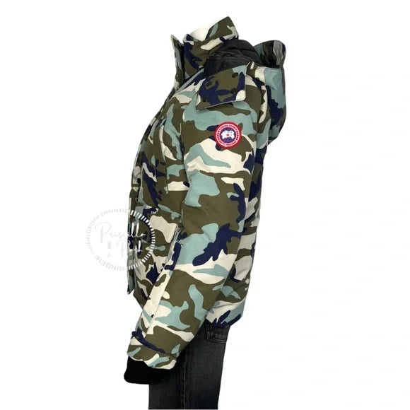 Canada Goose Blakely Camouflage-print Hooded Shell Down Jacket Camo Green Blue XS