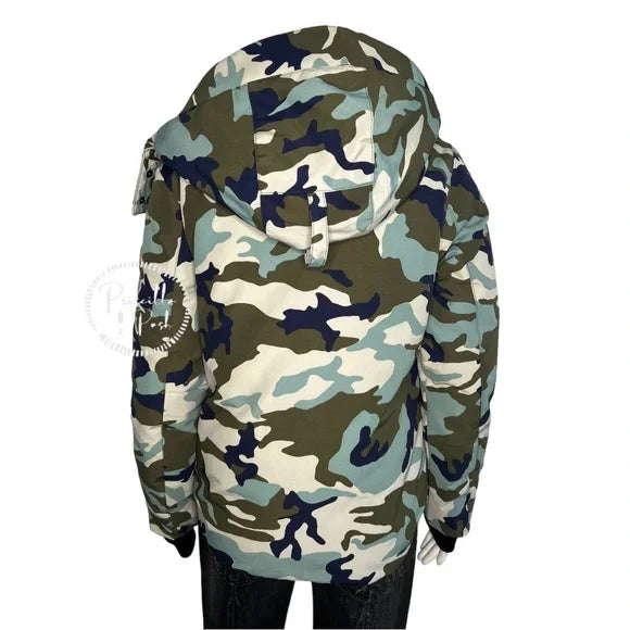Canada Goose Blakely Camouflage-print Hooded Shell Down Jacket Camo Green Blue XS