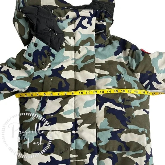 Canada Goose Blakely Camouflage-print Hooded Shell Down Jacket Camo Green Blue XS
