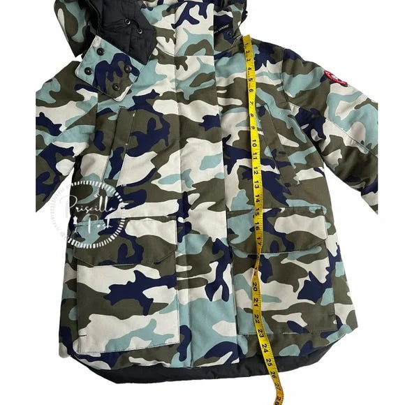 Canada Goose Blakely Camouflage-print Hooded Shell Down Jacket Camo Green Blue XS