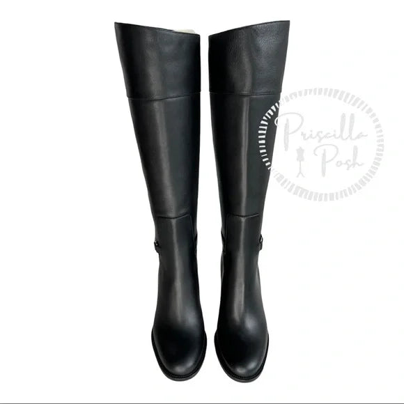 Christian Louboutin Black Lock 70 Leather Knee-high Boots Tall Block heel 37.5