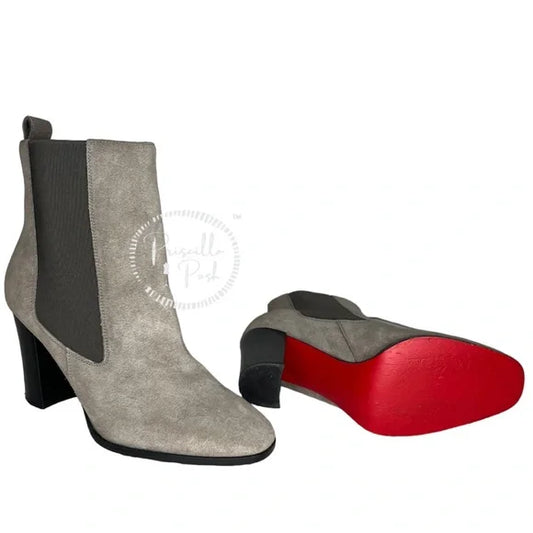 Christian Louboutin Crosta Verabotta 85 Chelsea Boots Grey Black Ankle Boots 36.5