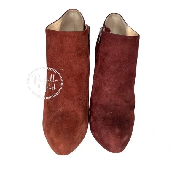 Christian Louboutin Burgundy Suede Platform Booties Size 40