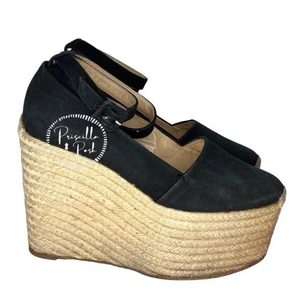 Christian Louboutin Dehia 120 Espadrille Platform Pumps in Black Canvas 40