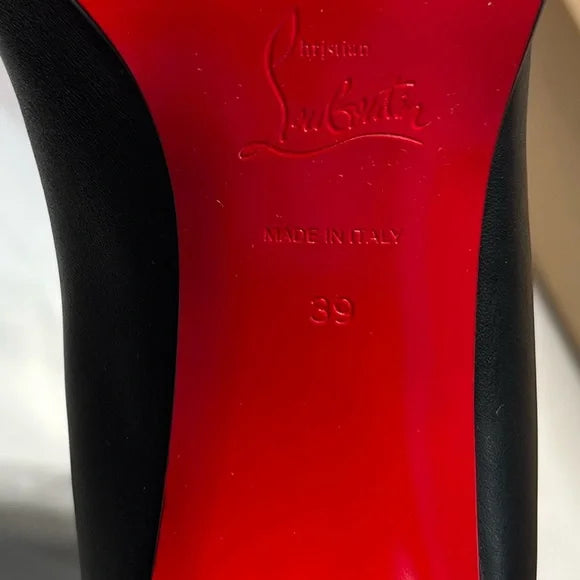 Christian Louboutin Black Lock 70 Leather Knee-high Boots Tall Block heel 39
