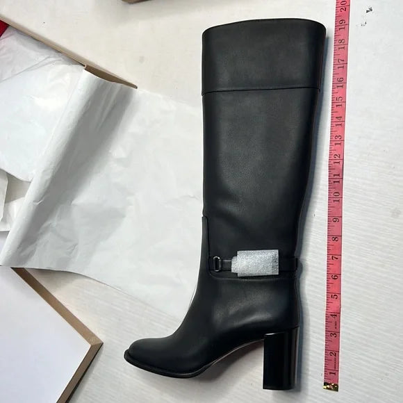 Christian Louboutin Black Lock 70 Leather Knee-high Boots Tall Block heel 39
