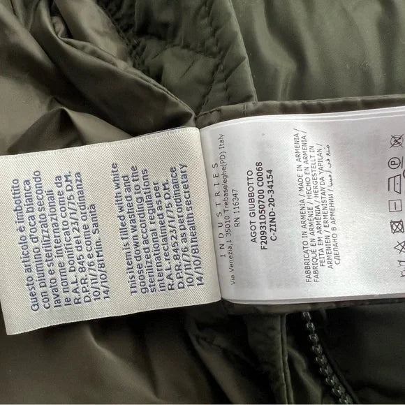 Moncler Agot Olive Green Extra Long Goose Down Quilted Puffer Jacket Parka Large