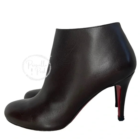 Christian Louboutin Brown Leather Heeled Ankle Boots Booties 35.5