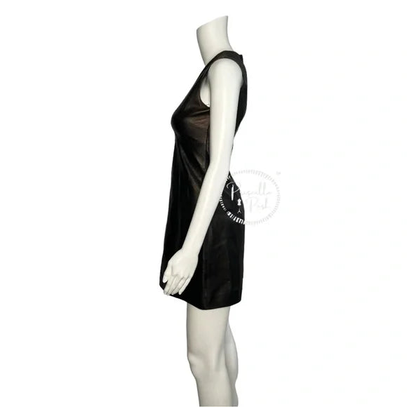 NWT Dolce and Gabbana Black Leather A-Line Mini Dress