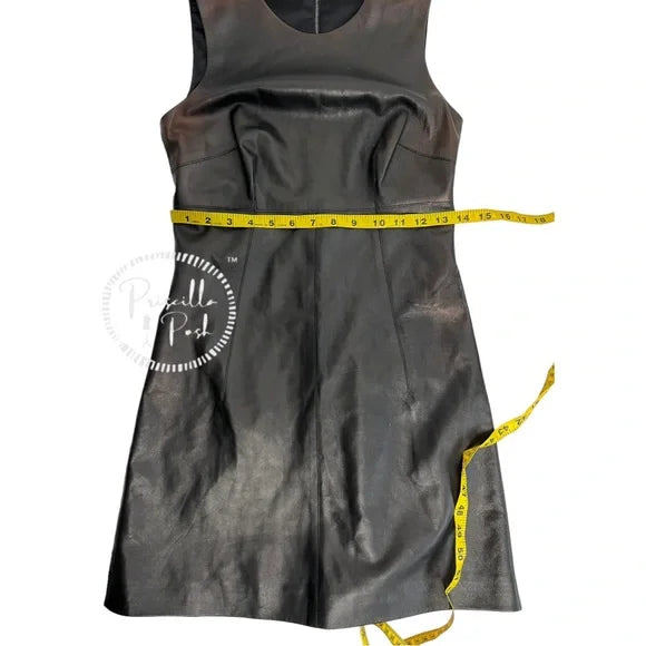 NWT Dolce and Gabbana Black Leather A-Line Mini Dress