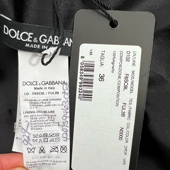 NWT Dolce and Gabbana Black Leather A-Line Mini Dress