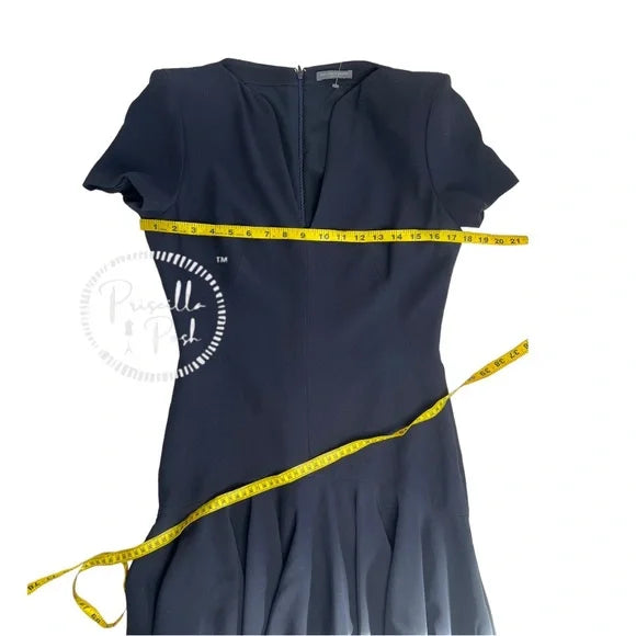 ALEXANDER MCQUEEN Flounced crepe dress V Neck Short Sleeves Dark Navy