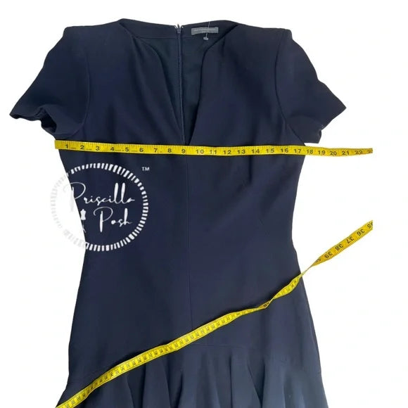 ALEXANDER MCQUEEN Flounced crepe dress V Neck Short Sleeves Dark Navy