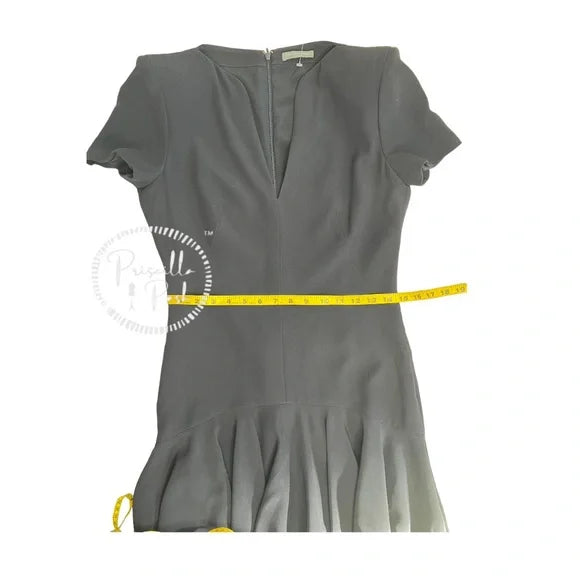 ALEXANDER MCQUEEN Flounced crepe dress V Neck Short Sleeves Dark Navy