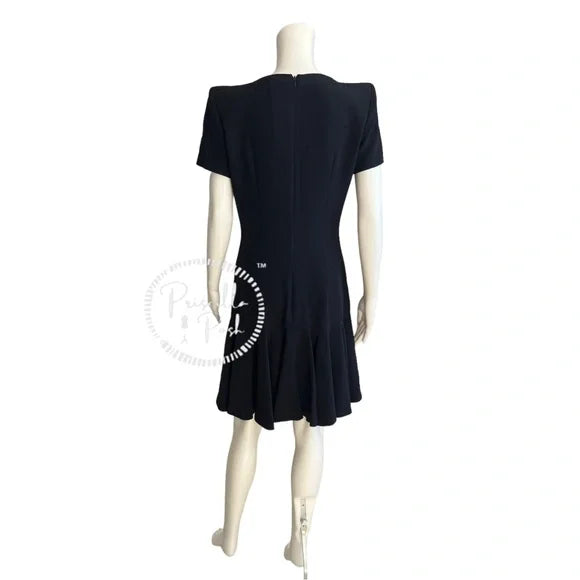 ALEXANDER MCQUEEN Flounced crepe dress V Neck Short Sleeves Dark Navy