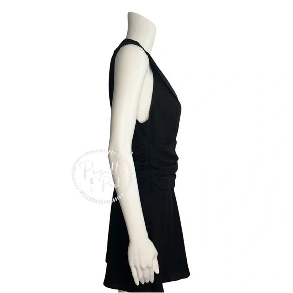 NWT IRO Biron Black Dress V Neck Pleated Draped Babydoll V-Neck Cocktail