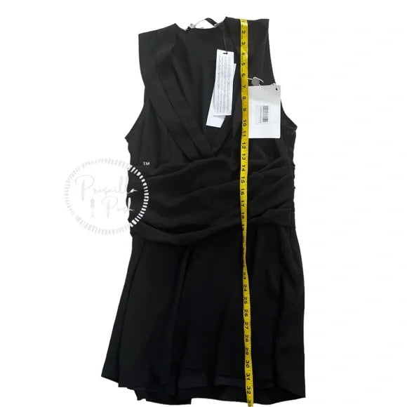 NWT IRO Biron Black Dress V Neck Pleated Draped Babydoll V-Neck Cocktail