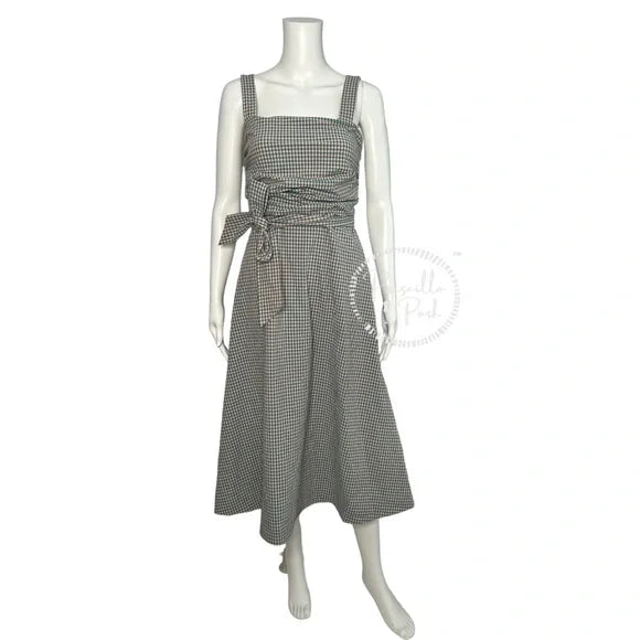 Veronica Beard Positano Check Square-Neck Dress Gingham Checkered A-Line