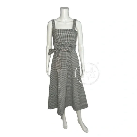 Veronica Beard Positano Check Square-Neck Dress Gingham Checkered A-Line