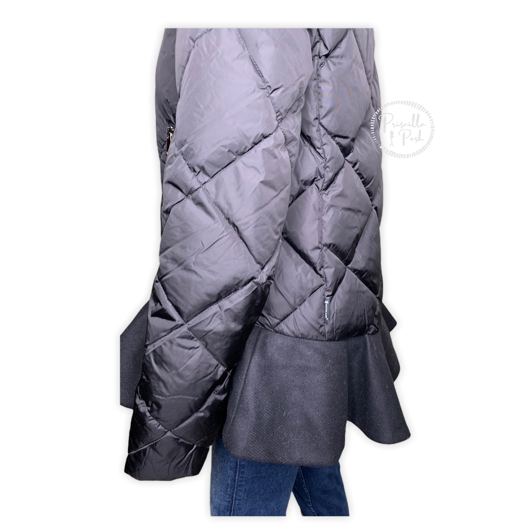 Moncler Black Peplum Hem Goose Down Puffer Jacket