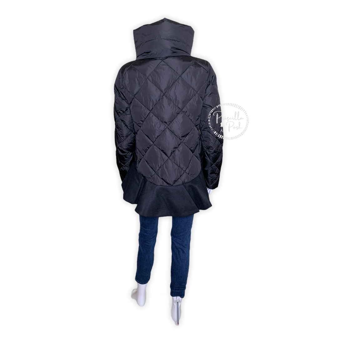 Moncler Black Peplum Hem Goose Down Puffer Jacket
