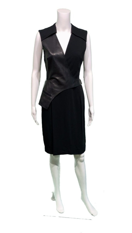 ALEXANDER WANG Leather & stretch-crepe wrap dress