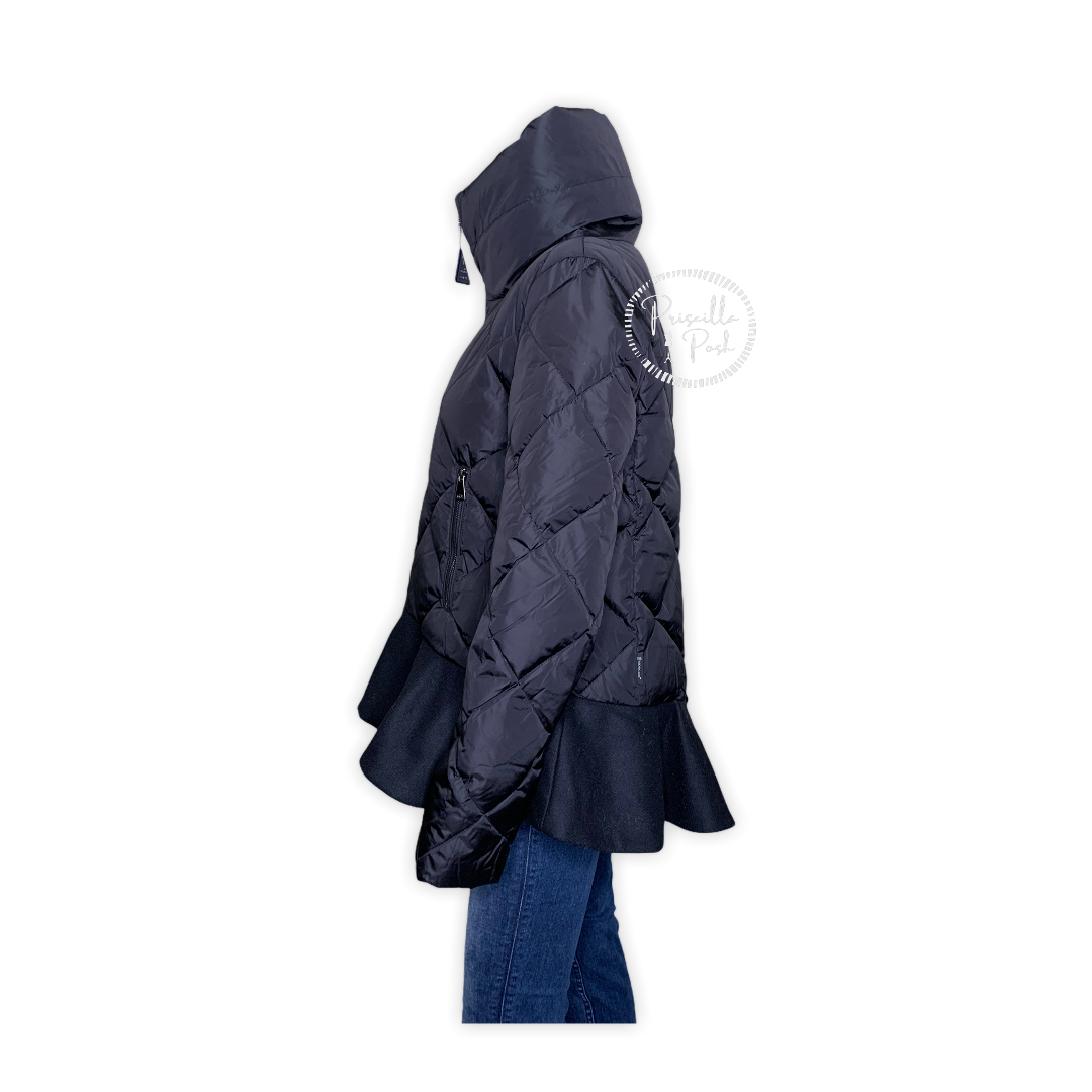 Moncler Black Peplum Hem Goose Down Puffer Jacket
