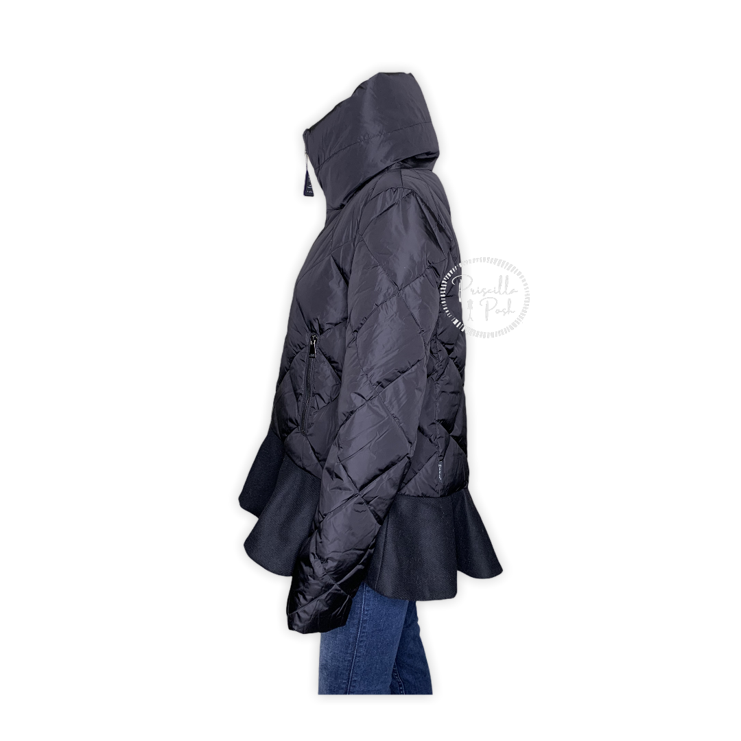 Moncler Black Peplum Hem Goose Down Puffer Jacket