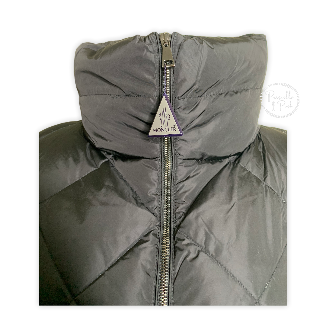 Moncler Black Peplum Hem Goose Down Puffer Jacket