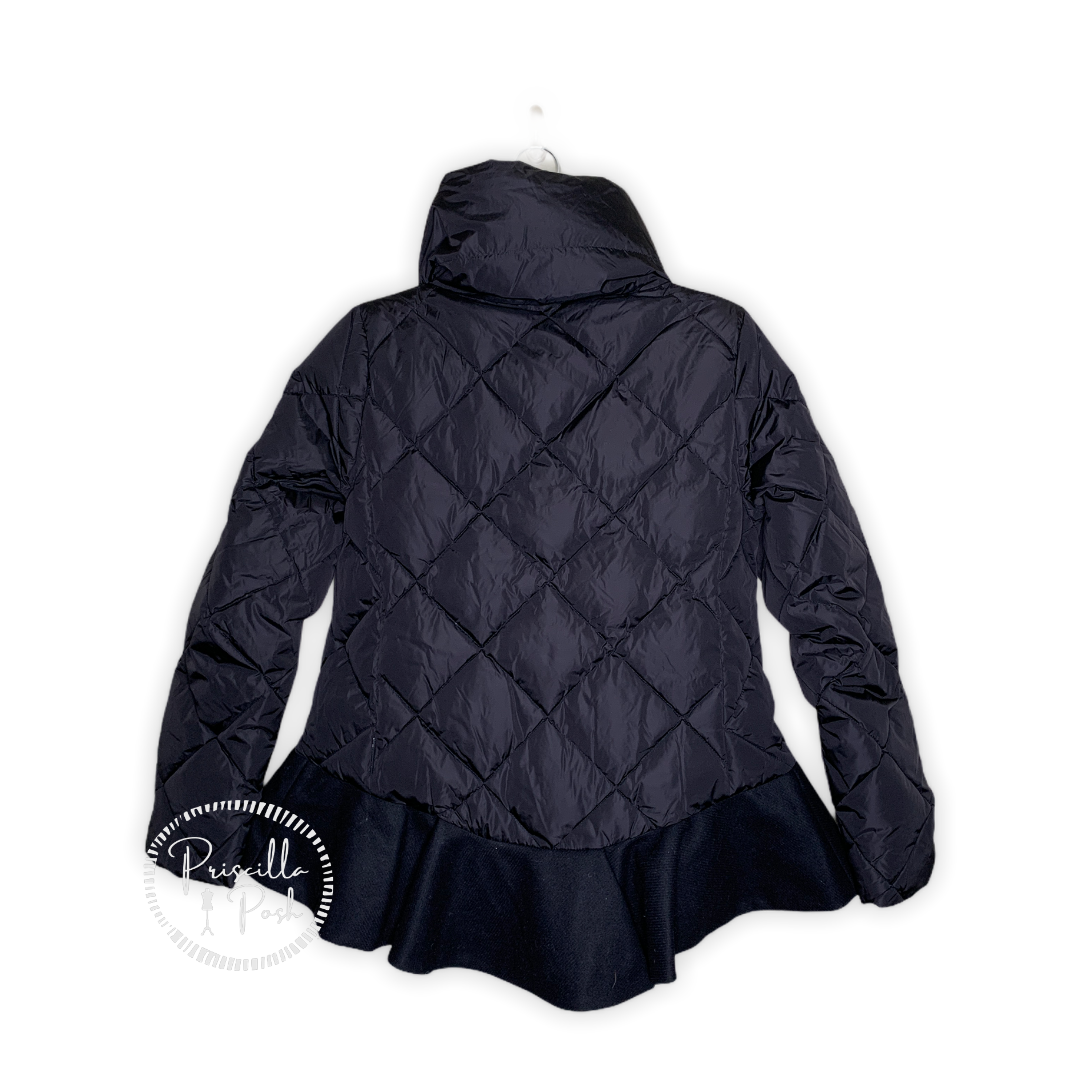 Moncler Black Peplum Hem Goose Down Puffer Jacket