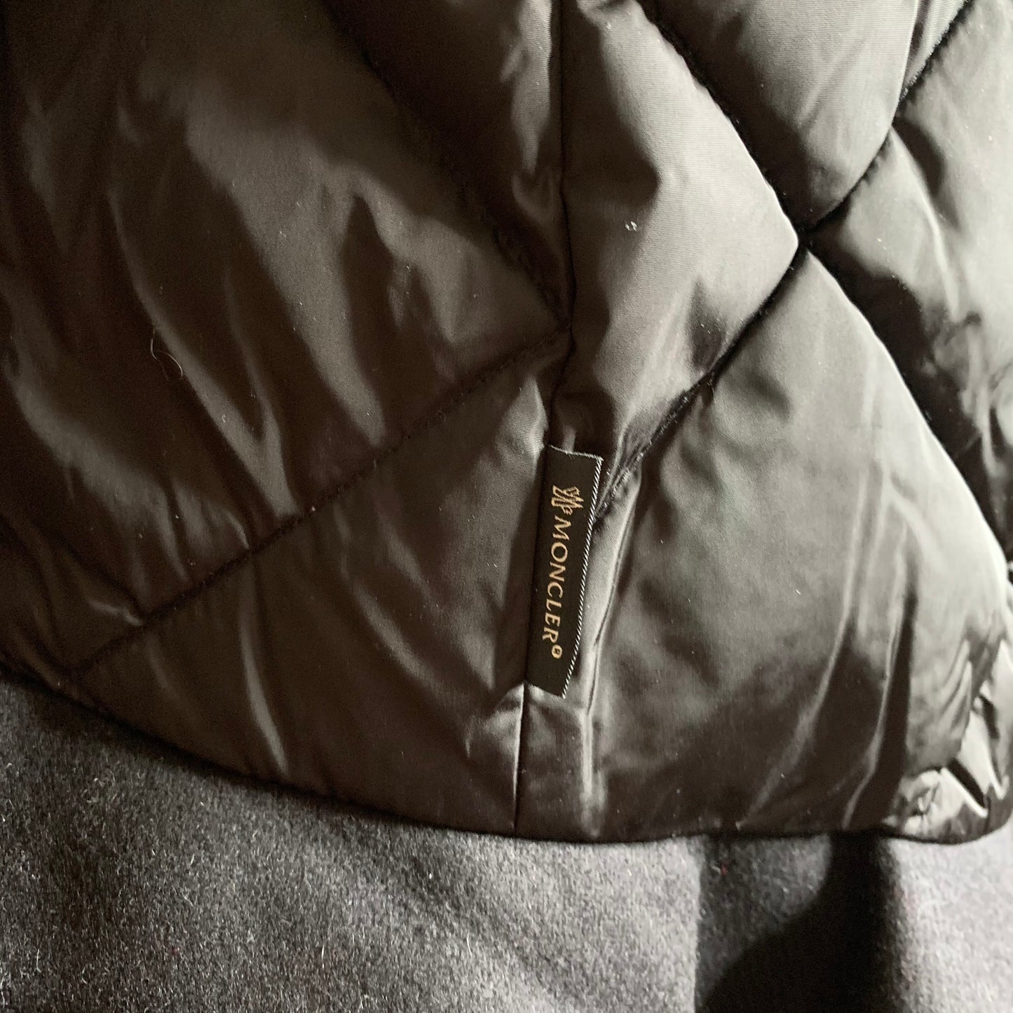 Moncler Black Peplum Hem Goose Down Puffer Jacket
