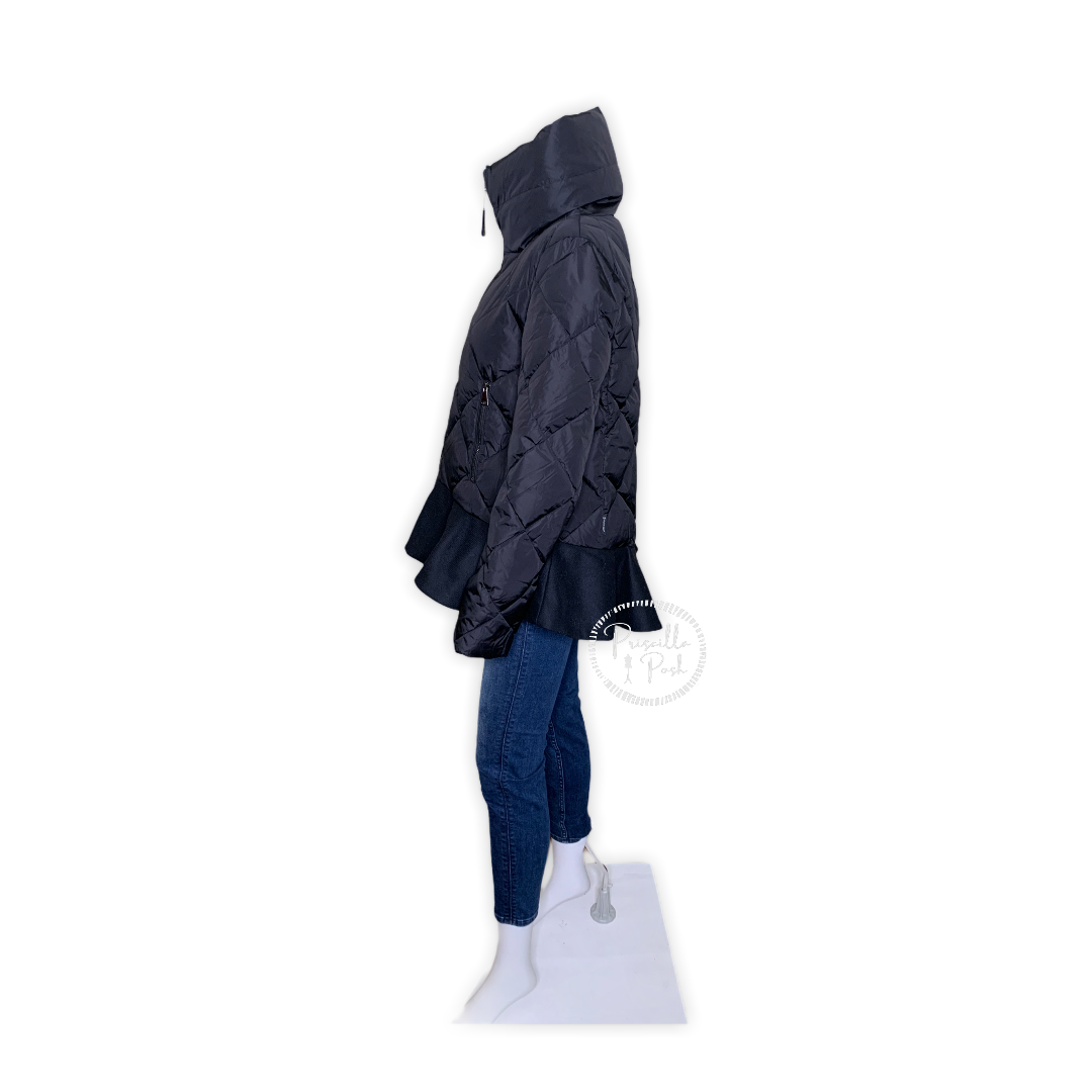 Moncler Black Peplum Hem Goose Down Puffer Jacket