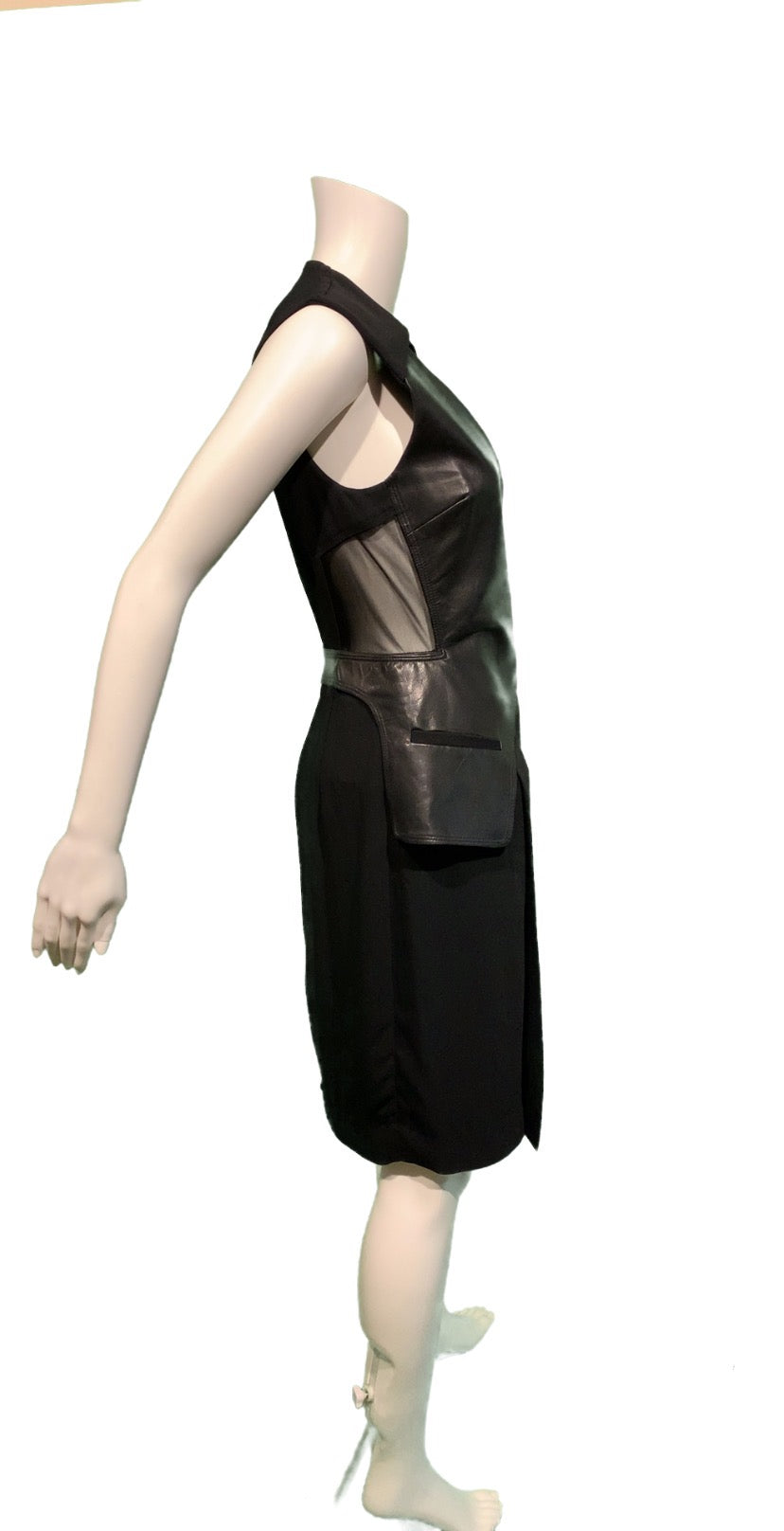 ALEXANDER WANG Leather & stretch-crepe wrap dress