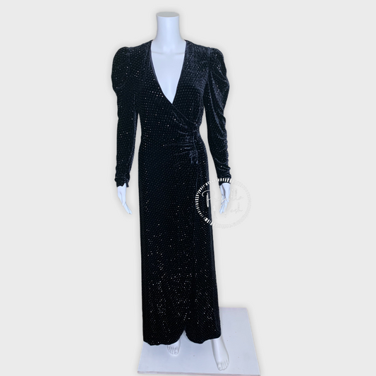NWT RETROFETE Agnes Crystal-Embellished Wrap Dress
